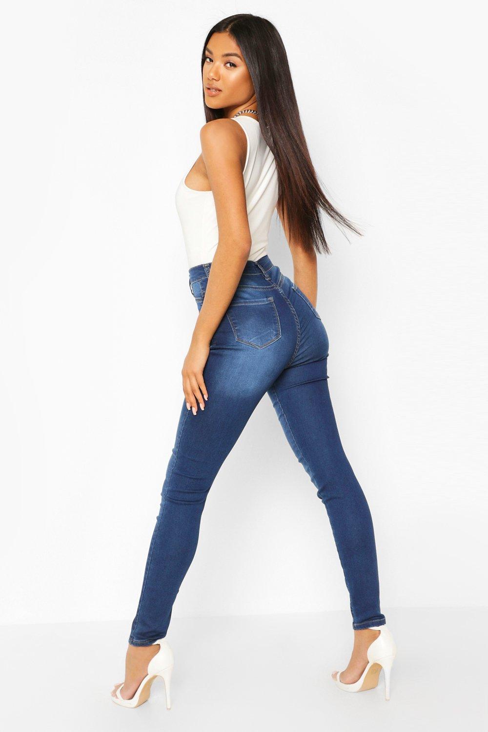 Super High Waist Power Stretch Skinny Jeans | boohoo